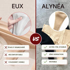 Comparaison entre un coussinet anti-cameltoe épais et le coussinet intégré Alynéa