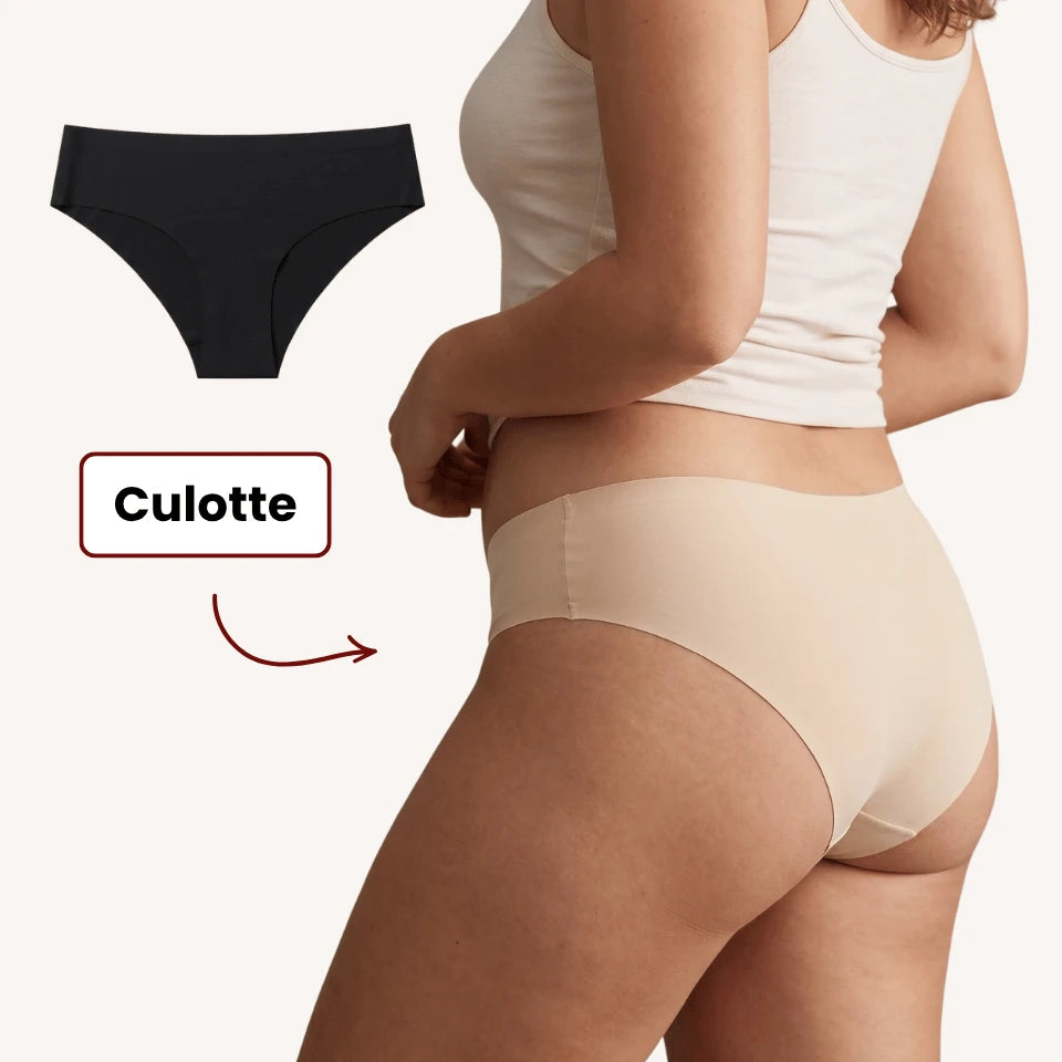 Culotte femme anti-cameltoe beige Alynéa, invisible sous legging, couverture totale